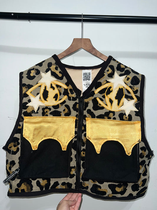 Chetah print cropped and baggy vest