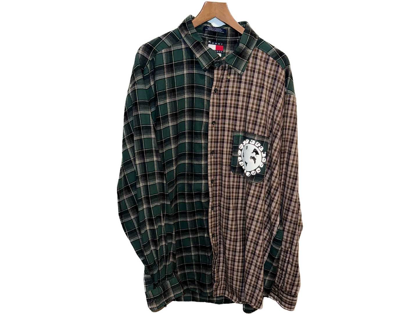 1 of 1 patchwork flannel (brown and green)