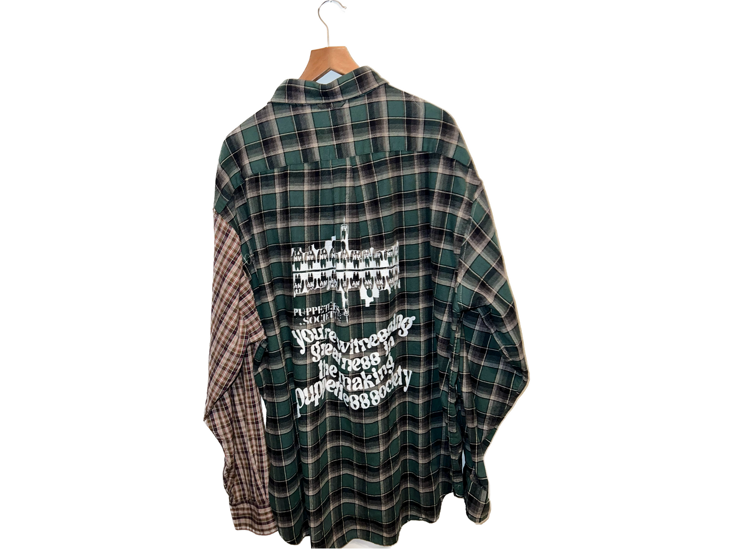 1 of 1 patchwork flannel (brown and green)