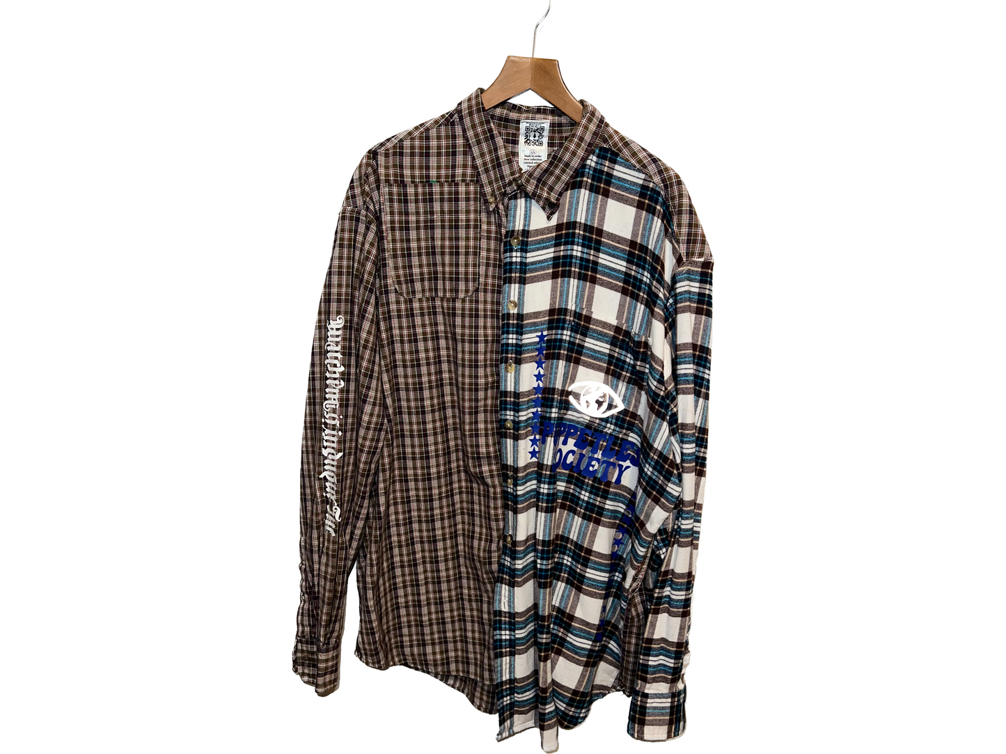 1 of 1 patchworked flannel (brown and white)