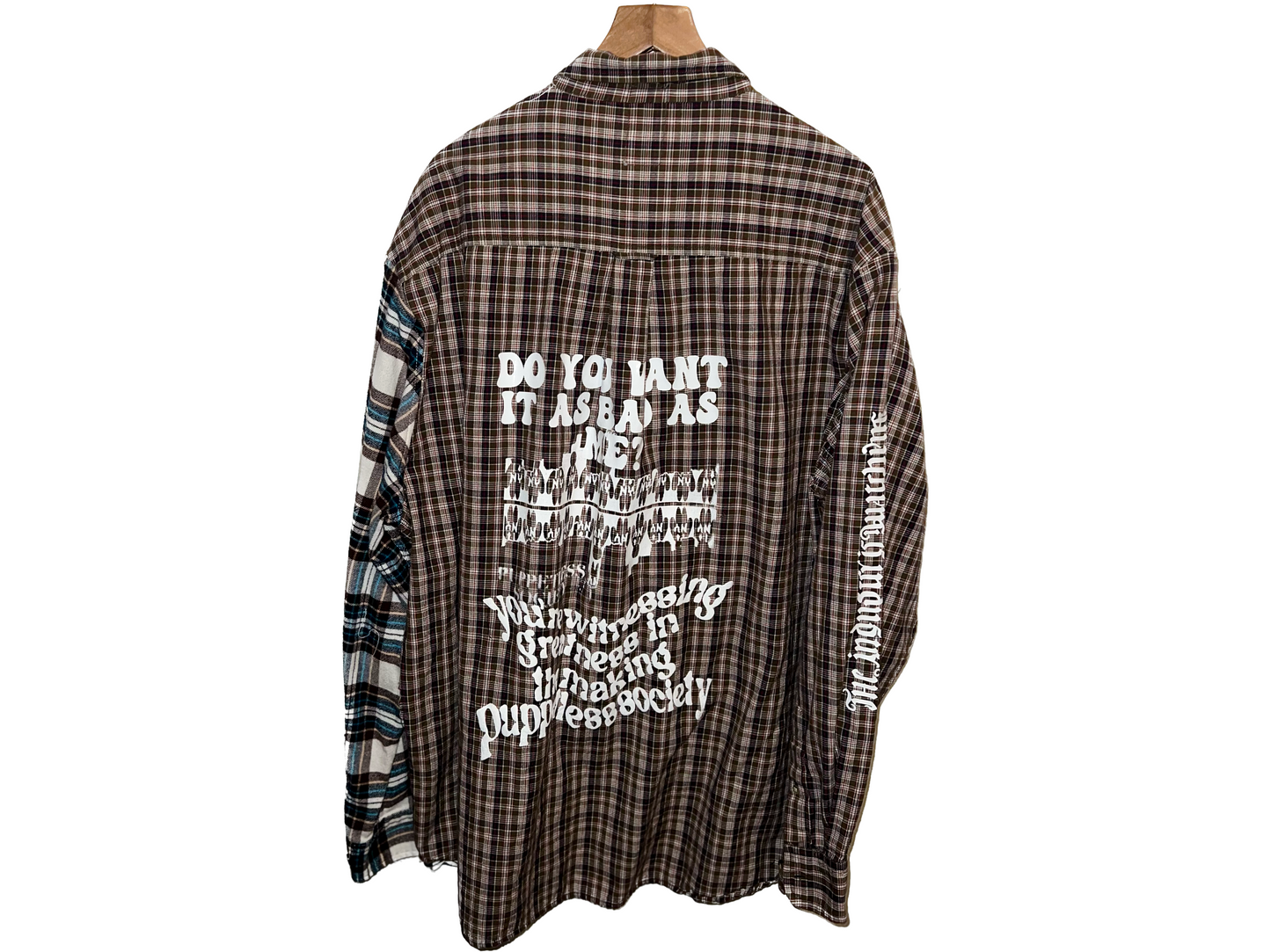 1 of 1 patchworked flannel (brown and white)