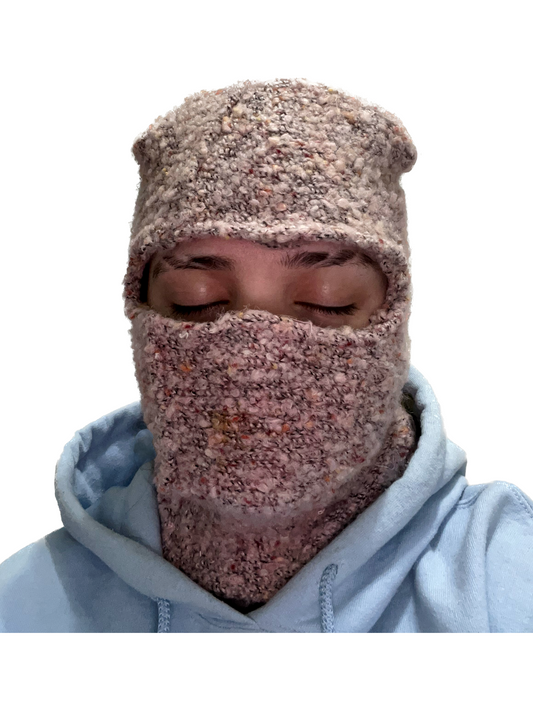 Fuzzy knit pink ski mask