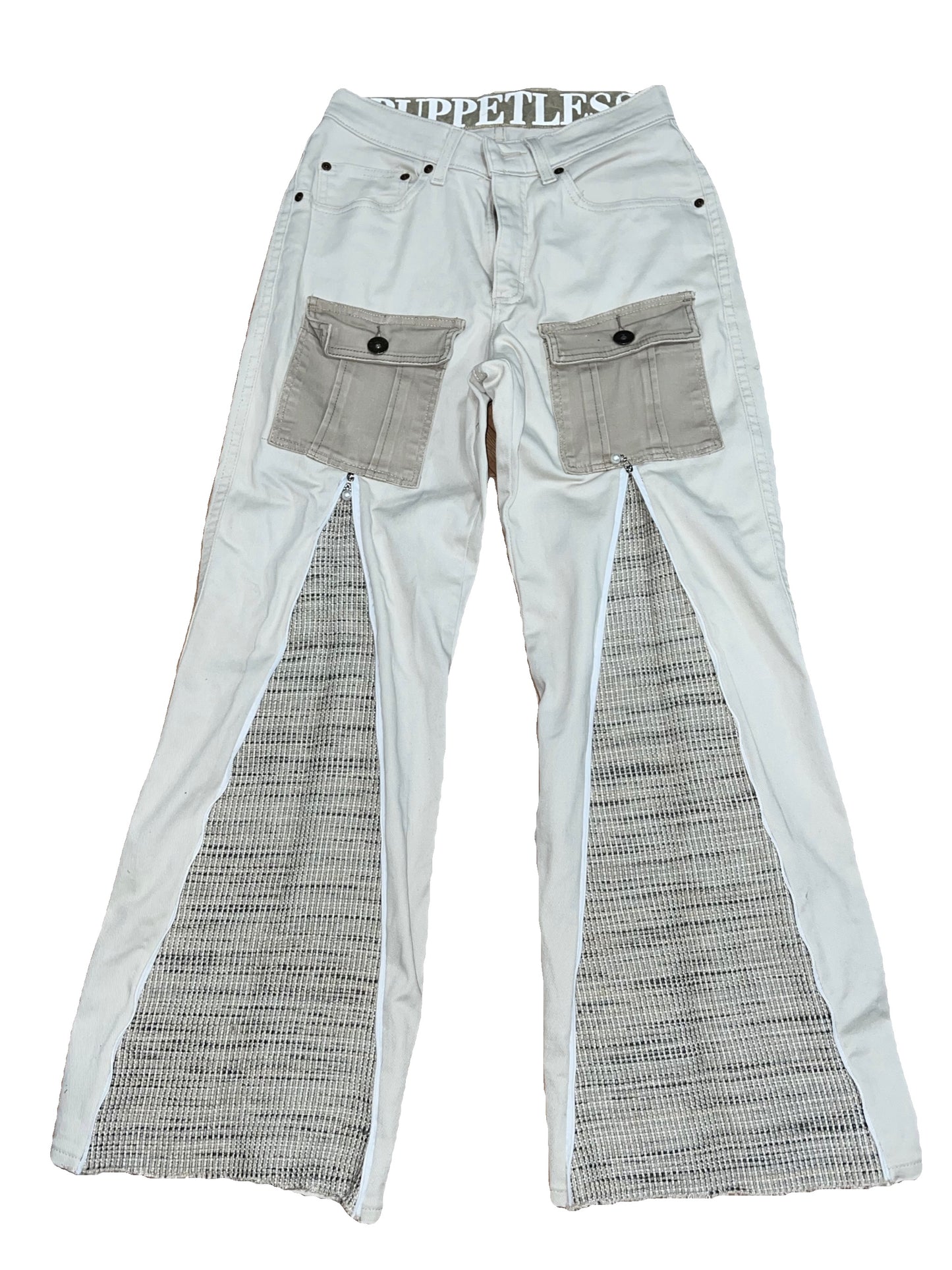1/1 Zip-flare white denim
