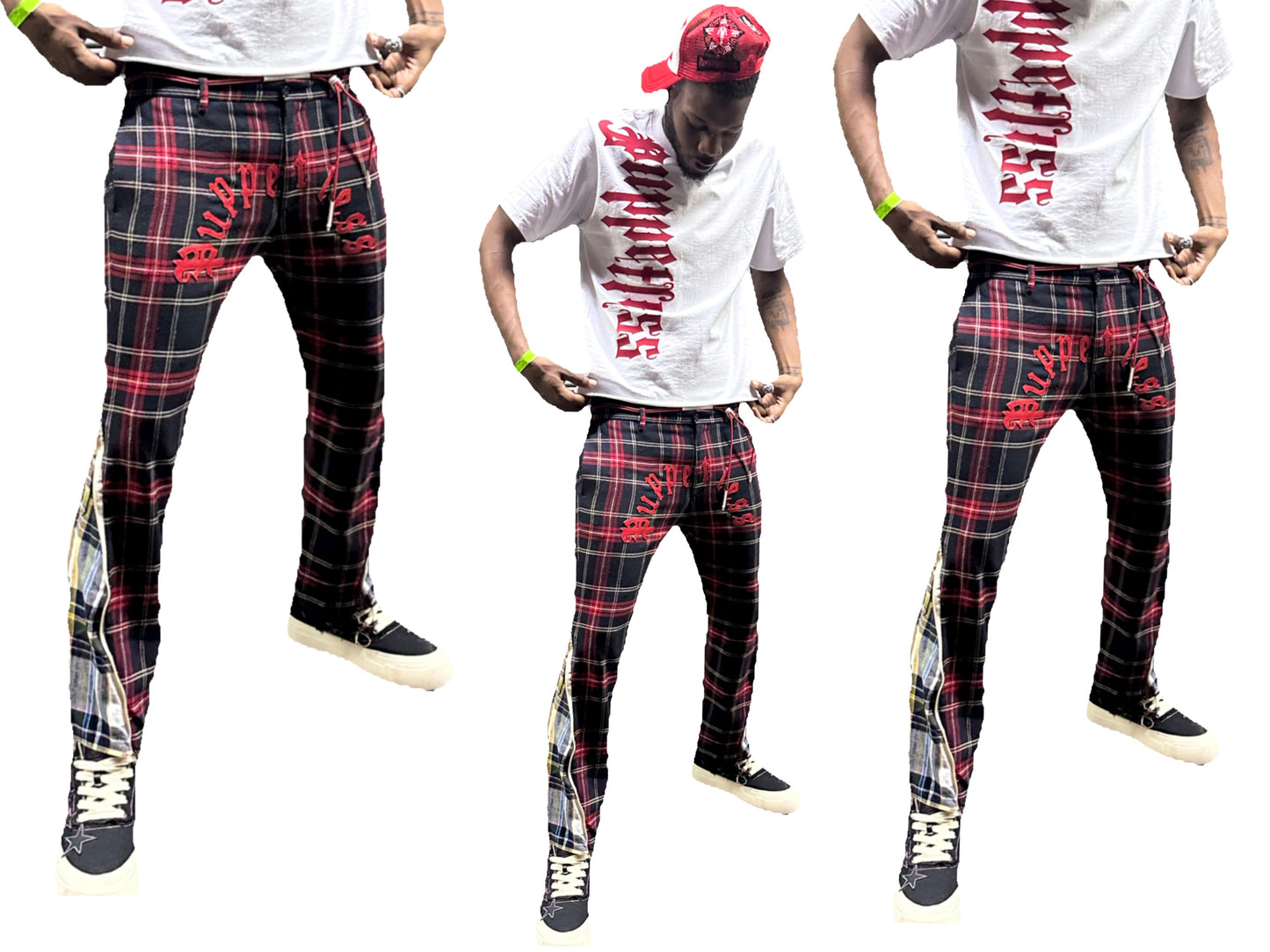 1 of 1 Zip flare red plaid pants